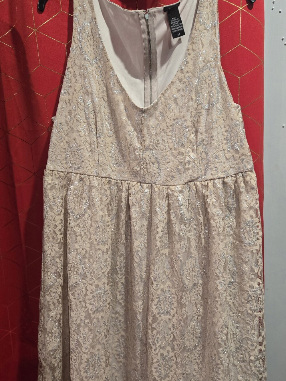 GOLDEN GODDESS Torrid Retro Vintage Cream  Babydoll Dress. Size 16 - Picture 7 of 7
